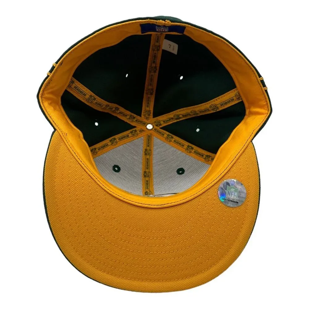 Reebok NFL Green Bay Packers Football Fitted Hat Cap 100%‎ Wool Size 7 1/2